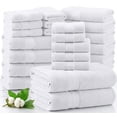 thumbnail image 1 of LANE LINEN 24 Piece Bath Towel Set - 100% Ring Spun Cotton - Family-Size Comfort, Lasting Fluffy Softness - White, 1 of 9