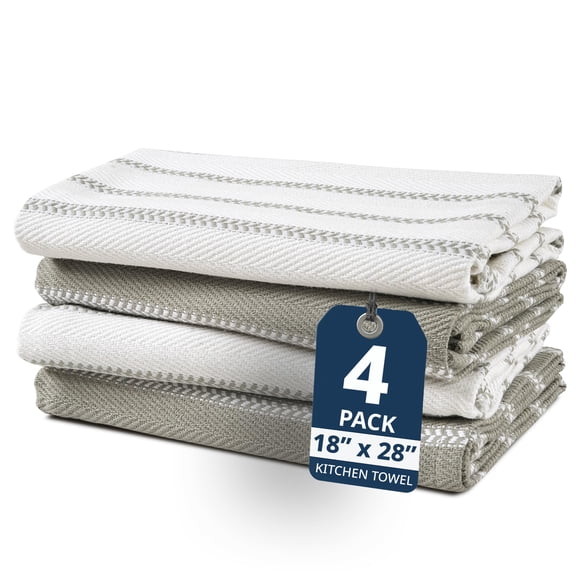 Lane Linen Kitchen Towels Set - Pack of 4 Cotton Dish Towels for Drying Dishes, 18"x 28", Super Absorbent Kitchen Towel Set - Grey