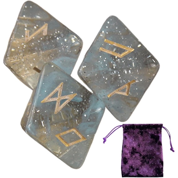 LANFENG 3Pcs Rune Dice, Astrology Dice, Divination Dice, 8 Sided Mystic Vivid Colors Astrology Learning Prediction Polyhedral Dice Set for Adults, Divination Tools with Drawstring Bag