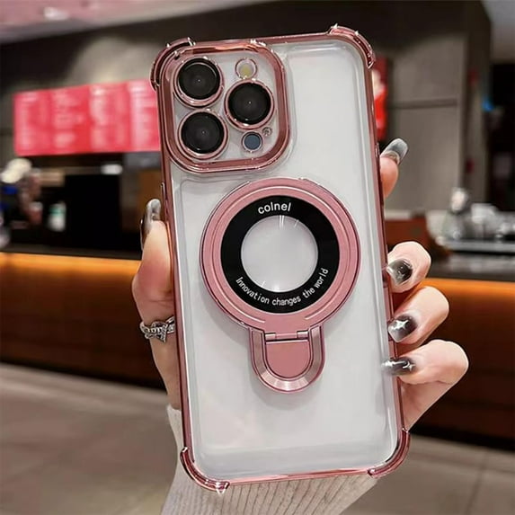 LANFENG Airbag Four Corners Anti-Drop Magnetic Bracket Case Cover for iPhone 16 Pro Max, 16 Pro, 16 Plus, 16, Magnetic Ring Compatible with Magsafe, Shockproof