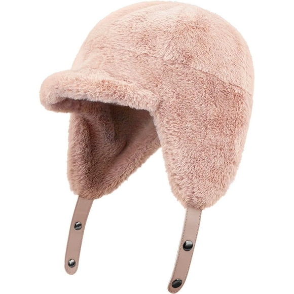 LANFENG Aviator Trapper Hat Russian Eskimo Trooper Hats with Visor Ear Flaps Ushanka Hat Winter Skiing Cap Hunting Fur Hats