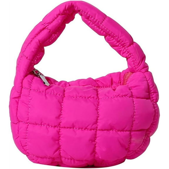LANFENG Bag Mini Puffy Quilted Handbag Soft Puffer Tote Bag for Women Cute Wrist Bubble Bag Lightweight Nylon Clutch Purse