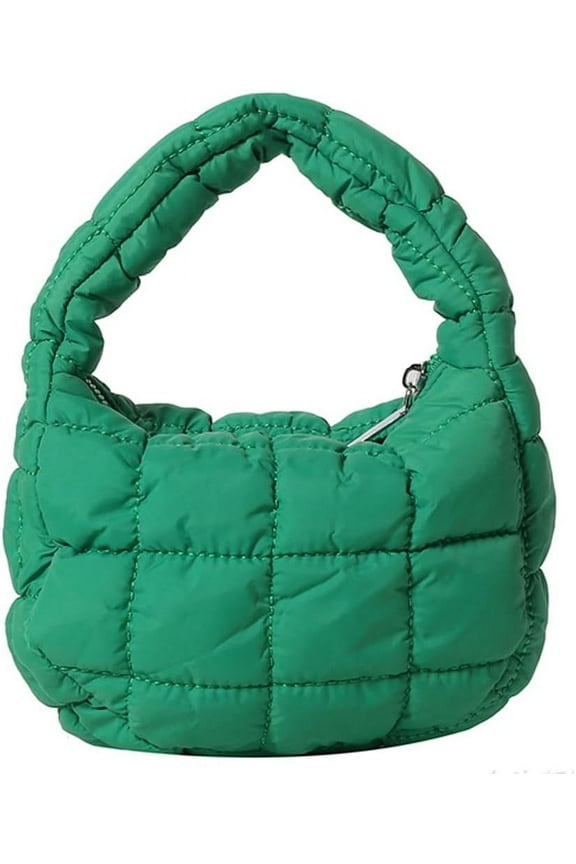 Bag Mini Puffy Quilted Handbag Soft Puffer Tote Bag for Women Cute Wrist Bubble Bag Lightweight Nylon Clutch Purse