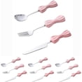thumbnail image 1 of LANFENG Bowknot Ceramics Handle Kitchen Stainless Steel Silverware Tableware Flatware Cutlery Set Steak Knife Fork Spoon Teaspoon, 1 of 11