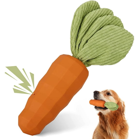 LANFENG Carrot Dog Toys for Aggressive Chewers Super Chewers Tough & Durable Rubber Indestructible Big Dog Chew Toys for Medium Large Breed