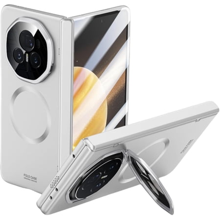 LANFENG Case for Honor Magic V3, Shock and Drop Resistant, Lens and Hinge Protection, Built-in Screen Protector and Stand (Black,for Magic V3)