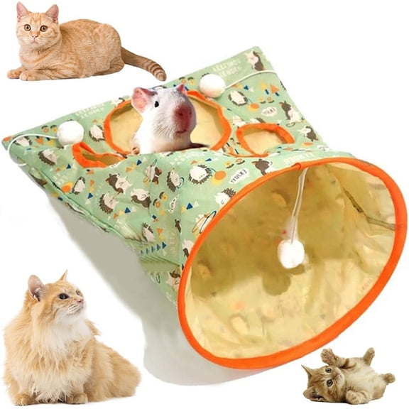 LANFENG Cat Tunnel Bags for Indoor Cats, 2025 New Pet Cat Play Tunnel Toy, Collapsible Interactive Cat Drill Bag Pet Toy with Plush Ball Cat Self Interactive Toys
