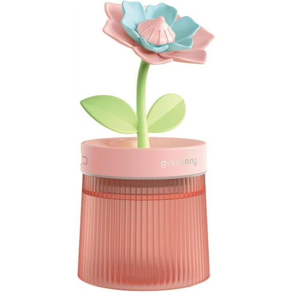 LANFENG Cool Mist Humidifier with Cute Flower, USB Humidifier with Light, Essential Oil Diffuser, Aromatherapy Oil Diffusers for Bedroom, Office, Plants, Yoga, SPA, Baby, Easy to Clean 260ml