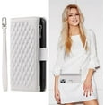 thumbnail image 1 of LANFENG Crossbody Wallet Case for Apple iPhone 12 Pro Max Leather Phone Case with Card Holder Kickstand & Wrist Strap Cover Magnetic Closure Flip Handbag Zipper Purse Shell for Women(White), 1 of 7