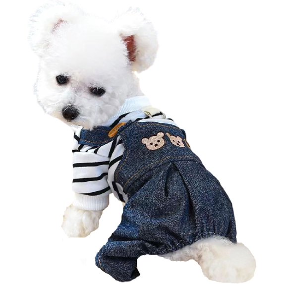 LANFENG Dog Clothes for Small Dogs Girl Denim Jeans Couple Pet Clothing Summer Boy Dog Jumpsuit Pants Girl Dog Dress Puppy Costume Yorkshire Chihuahua Puppy