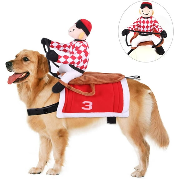 LANFENG Dog Halloween Costume Cowboy Rider Costume for Dogs Knight Style Funny Dog Clothes Amazing Dog Pet Suit Party Pet Costume for All Dogs Cats