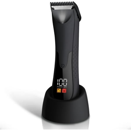 LANFENG Electric Waterproof Groin Hair Trimmer for Men - Ceramic Blade, LED Light, Charging Base