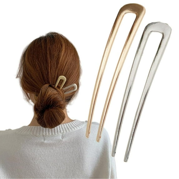 LANFENG French Hair Pin, New U-shaped Hair Pins for French Twist Hair, French Hair Sticks Fork for Thick Hair Buns Chignons, Gold Hair Clips Hair Styling Accessories For Women French Roll