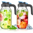thumbnail image 1 of LANFENG Glass Pitchers with Lid - Sun Tea Glass Jars for Outside, Half Gallon Mason Jar Pitchers with Wide Mouth Airtight Lid, 2 Quart Pitcher for Breast Milk 64 oz, 1 of 7