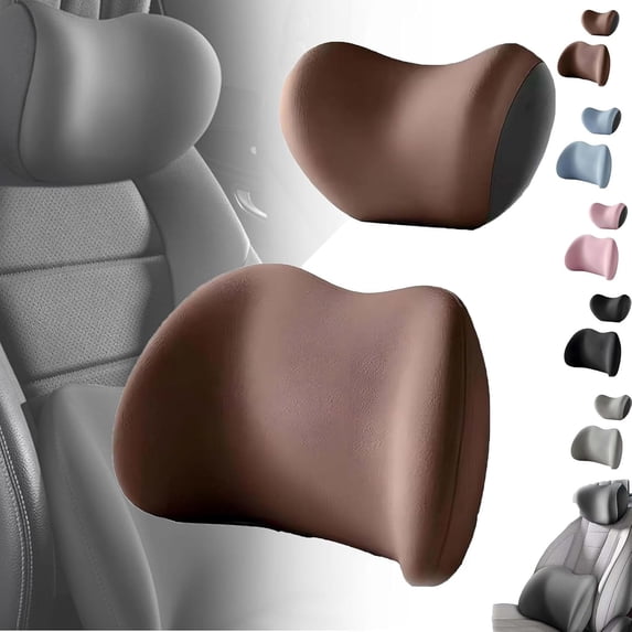 LANFENG Head Rest Set in Black for Car Seat, Back Support & Neck Pillow
