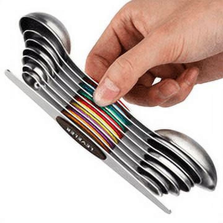 Kaprolife Ltd Measuring Spoons Set of 8 Stainless Steel Stackable Reversible Teaspoons Spoons for Measuring Dry and Liquid Ingredients