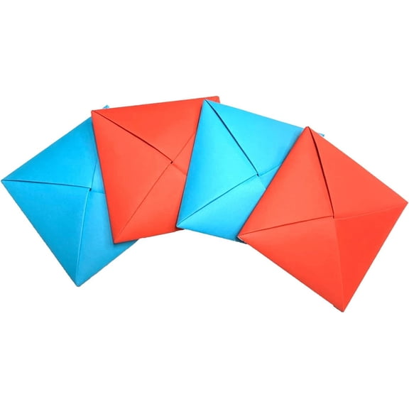 LANFENG Paper Flip Toy Ddakji Game Blue Red Hard Cardboard Hiting Paper Game Party Supplies Game with Friends Props Suitable for Role-Playing (4Pcs Ddakji)