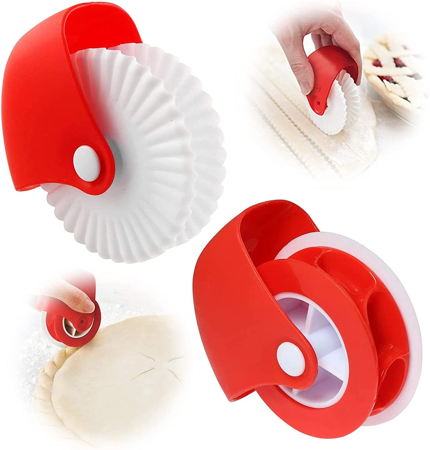 Pastry Wheel Cutter & Decorator - Dual Wheel Kitchen Tool For Pie Crust, Pasta, Ravioli & Pizza Dough