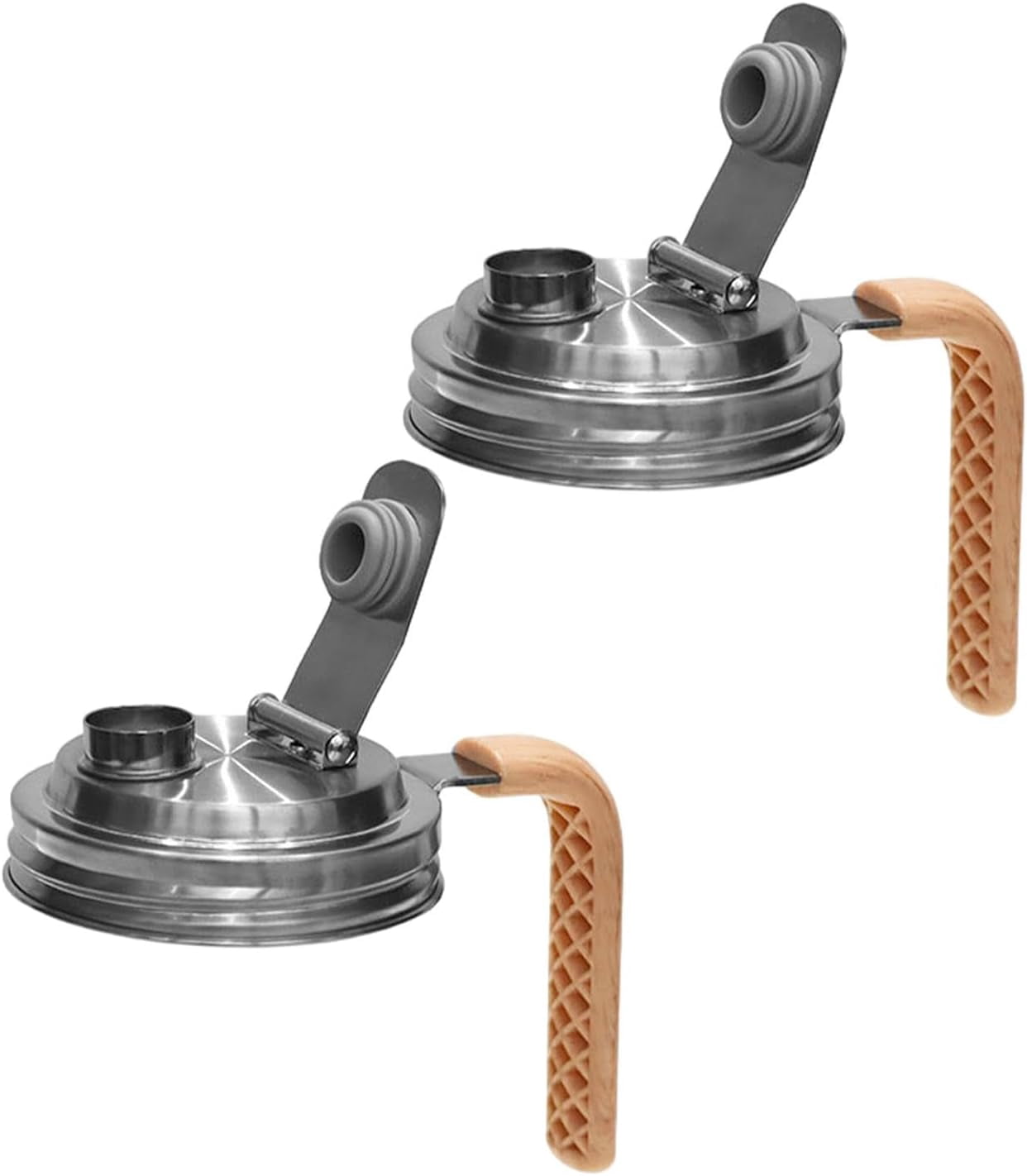 2-Pack Stainless Steel Pour Spout Lids For Wide Mouth Mason Jars (86mm) - Airtight, Leak-Proof For Drinks, Brewing, Storage