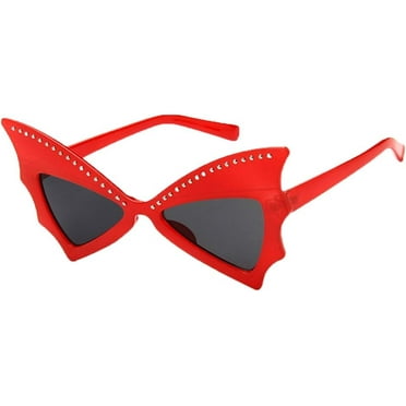 LANFENG Sunglasses Women Vintage Bat Shape Sunglasses