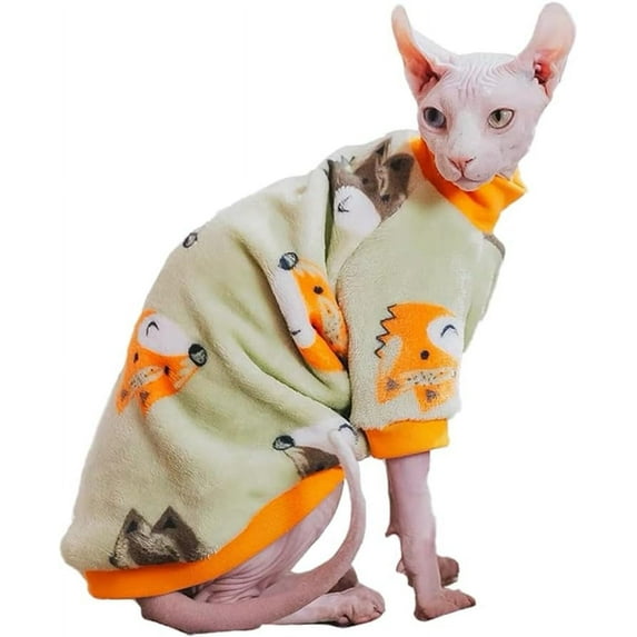 LANFENG Thick Soft Double-Sided Fleece Turtleneck Sweater in Fox Color for Cats and Small Dogs, Winter Onesie, Ideal for 5-6.5lbs Pets