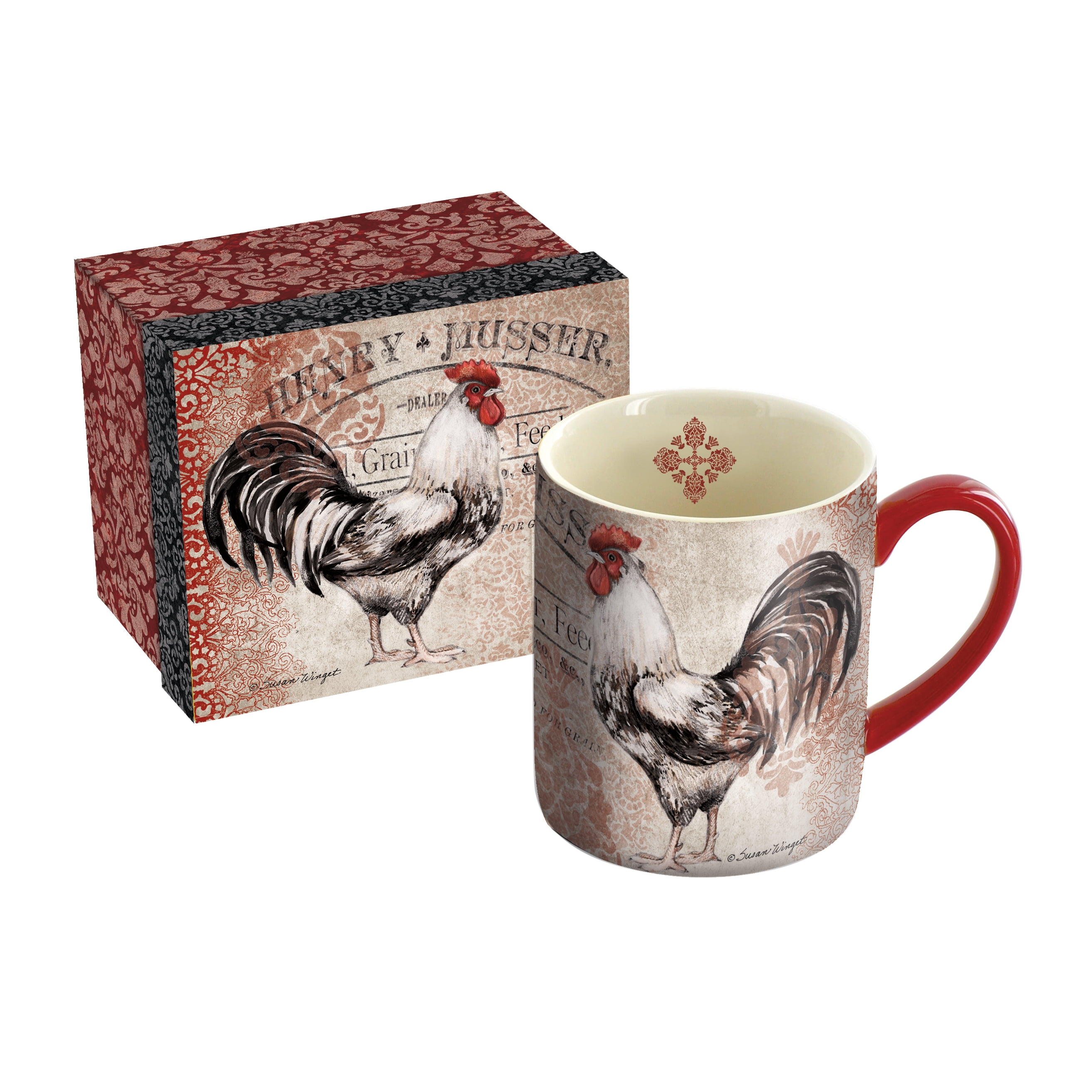 WalterDrake Rustic Rooster Coffee Mugs, Each 8 oz. – Set of 4 Glazed  Ceramic Mugs