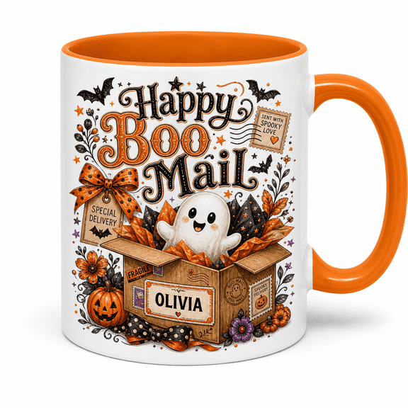 LANG ECOMMERCE Ceramic Coffee Mug Happy Boo Mail Halloween Design for Coffee Lovers