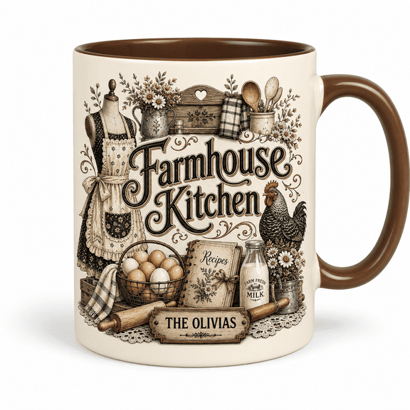 LANG ECOMMERCE Coffee Mug Farmhouse Kitchen Custom Family Name for Coffee and Tea, Farmhouse Gift