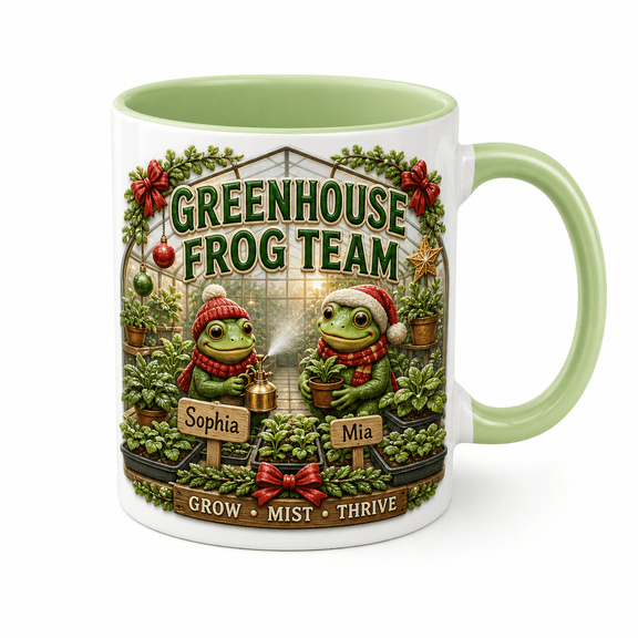 LANG ECOMMERCE Coffee Mug Greenhouse Frog Team Ceramic Cup for Plant Lovers and Christmas Gifts