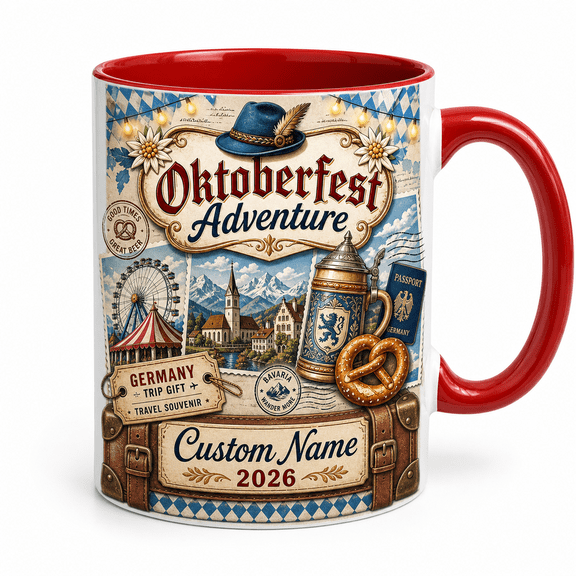 LANG ECOMMERCE Coffee Mug Personalized Oktoberfest Travel Souvenir Ceramic Drink Cup for Germany Trip Gift