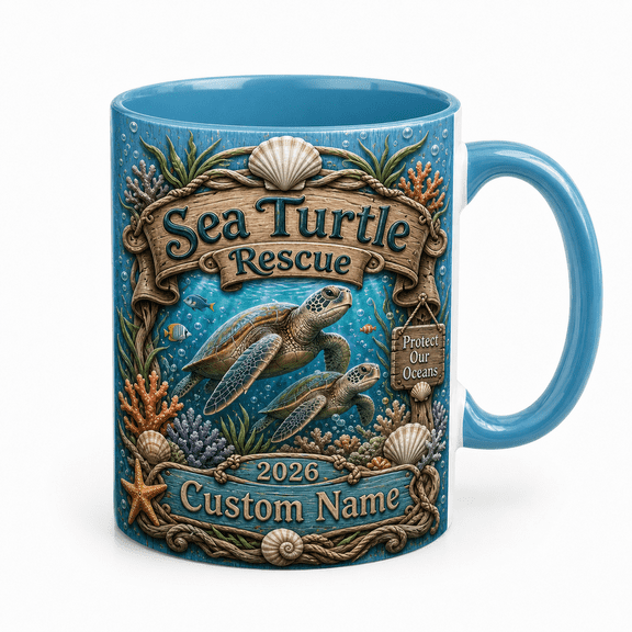 LANG ECOMMERCE Coffee Mug Personalized Sea Turtle Rescue for Morning Coffee Ocean Animal Lover Gift
