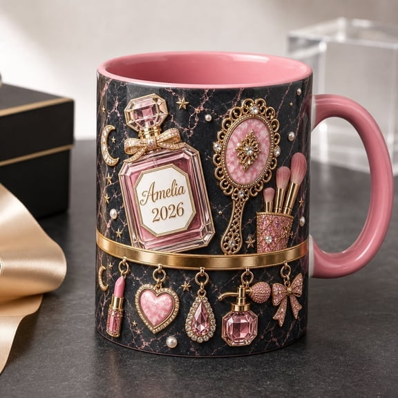 LANG ECOMMERCE Makeup Artist Mug Personalized Pink Marble Ceramic Coffee Cup Birthday Gift
