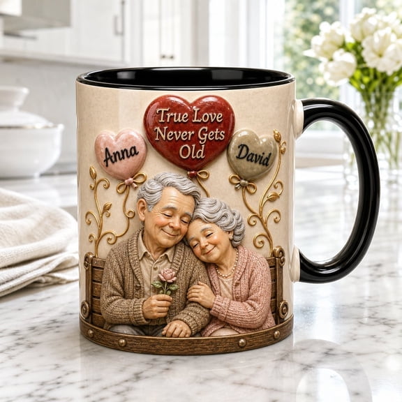 LANG ECOMMERCE Mug Personalized Old Couple Quote Ceramic Coffee Cup Anniversary Gift for Grandparents