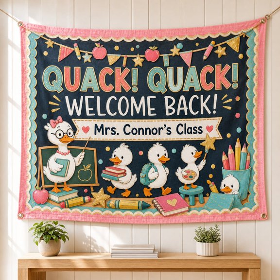 LANG ECOMMERCE Personalized Classroom Tapestry Custom Name Fabric Welcome Banner for Teachers