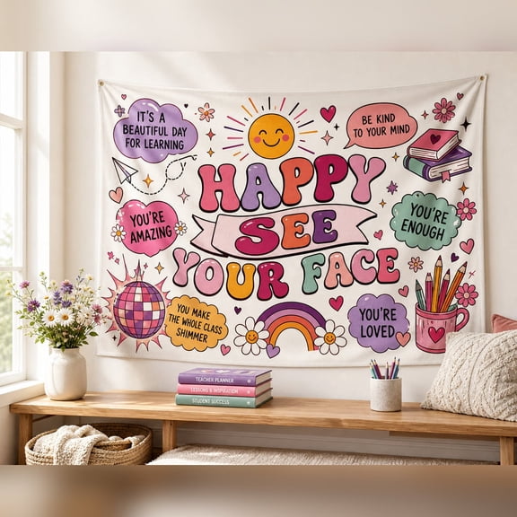 LANG ECOMMERCE Personalized Classroom Tapestry Custom Welcome Fabric Wall Hanging Back To School Decor for Teachers