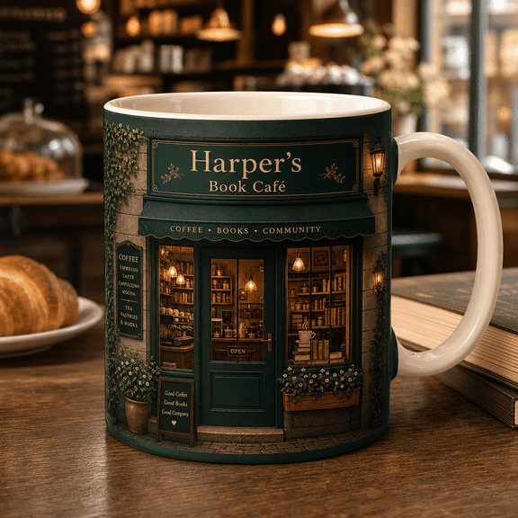 LANG ECOMMERCE Personalized Mug Gift Book Cafe Ceramic Coffee Cup for Reading and Coffee Lovers