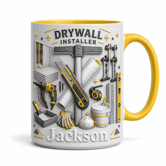 LANG ECOMMERCE Personalized Mug Gift Drywall Installer Tools for Jobsite Coffee, Contractor Gift