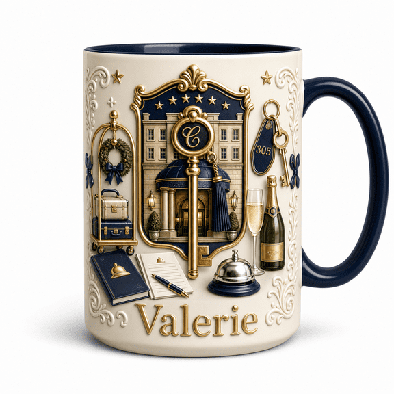 LANG ECOMMERCE Personalized Mug Gift, Luxury Hotel Concierge Design Ceramic Coffee Cup for Concierge Appreciation