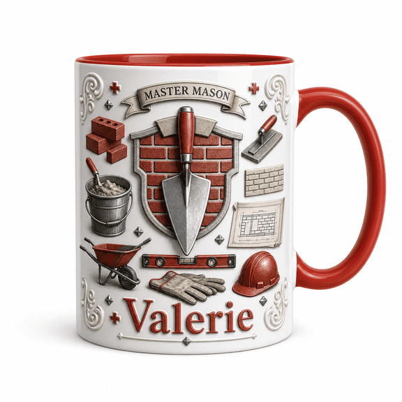 LANG ECOMMERCE Personalized Mug Gift Master Mason Brick Tools Ceramic Coffee Cup for Mason