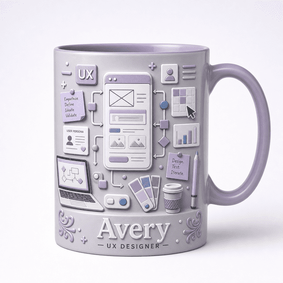 LANG ECOMMERCE Personalized Mug Gift, UX Designer Desk Coffee Mug for Product Planning and Wireframe Designers