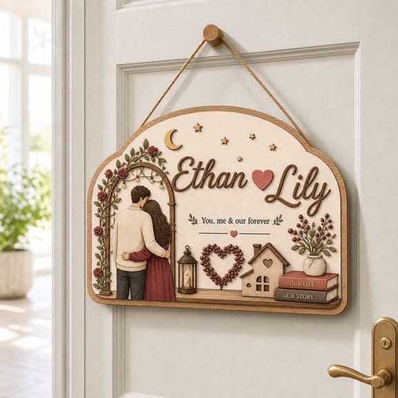 LANG ECOMMERCE Personalized Name Sign Custom Last Name Wood Wall Decor Bedroom Door Wedding Gift