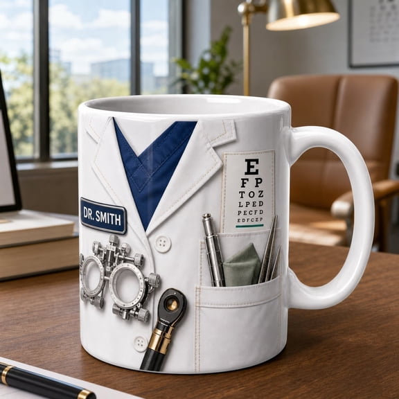 LANG ECOMMERCE Personalized Optometrist Mug, Custom Phoropter 3D Ceramic Coffee Cup Desk Decor Graduation Gift
