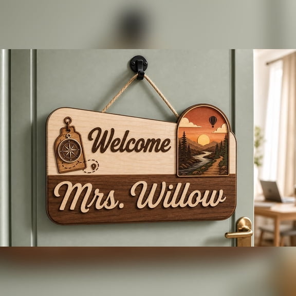 LANG ECOMMERCE Personalized Teacher Classroom Sign Wooden Door Hanger Back To School Gift