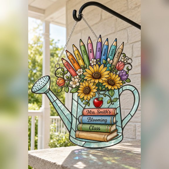 LANG ECOMMERCE Personalized Watering Can Suncatcher Acrylic Classroom Decor Teacher Appreciation Gift