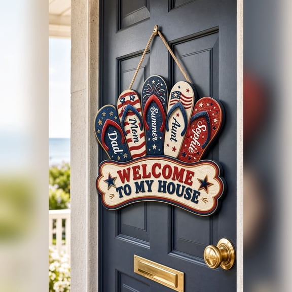 LANG ECOMMERCE Personalized Welcome Sign Custom Wooden Front Door Decor for Home