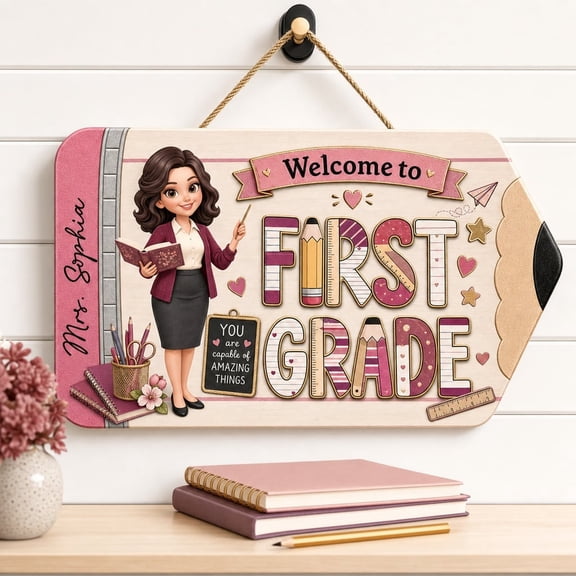 LANG ECOMMERCE Personalized Wood Sign First Grade Teacher Classroom Welcome Decor Back To School