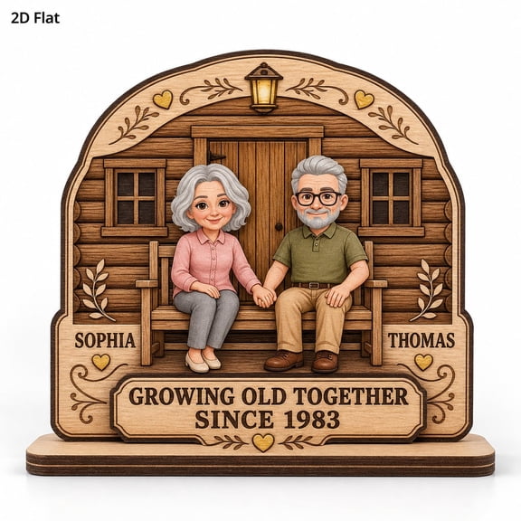 LANG ECOMMERCE Personalized Wooden Plaque for Decor Endless Love 2-Layered Cabin House Decor Anniversary Couple