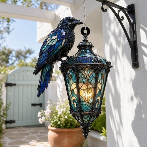 LANG ECOMMERCE Raven Lantern Suncatcher Gothic Window Hanging Halloween Decor