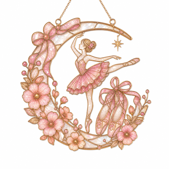 LANG ECOMMERCE Suncatcher Ballet Dancer Moon Acrylic Window Hanging for Dancers