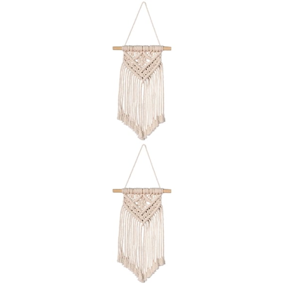 Handwoven Macrame Wall Hanging Tapestry, Boho Style Decorative Textile Art for Home, 14.54 x 6.29 Inches